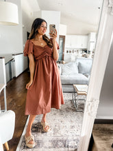 Load image into Gallery viewer, PUFF SLEEVE MIDI DRESS