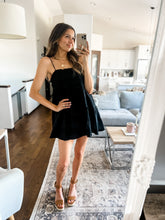 Load image into Gallery viewer, BLACK TIE-STRAP MINI DRESS