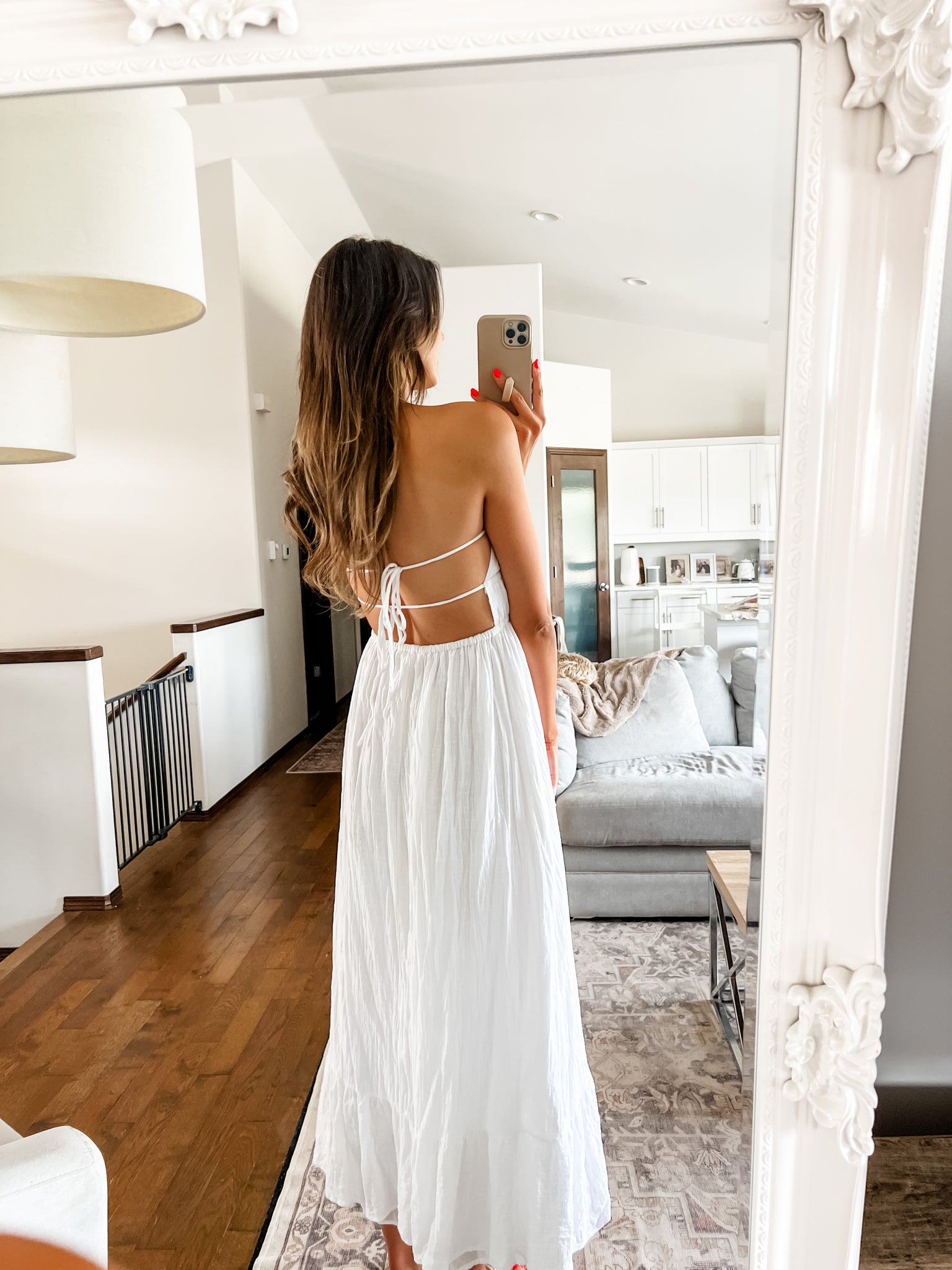 White open back maxi dress Clearance