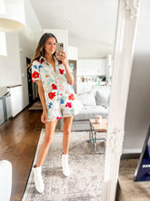 Load image into Gallery viewer, FLORAL DENIM ROMPER