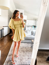 Load image into Gallery viewer, BUBBLE SLEEVE FLARED MINI DRESS