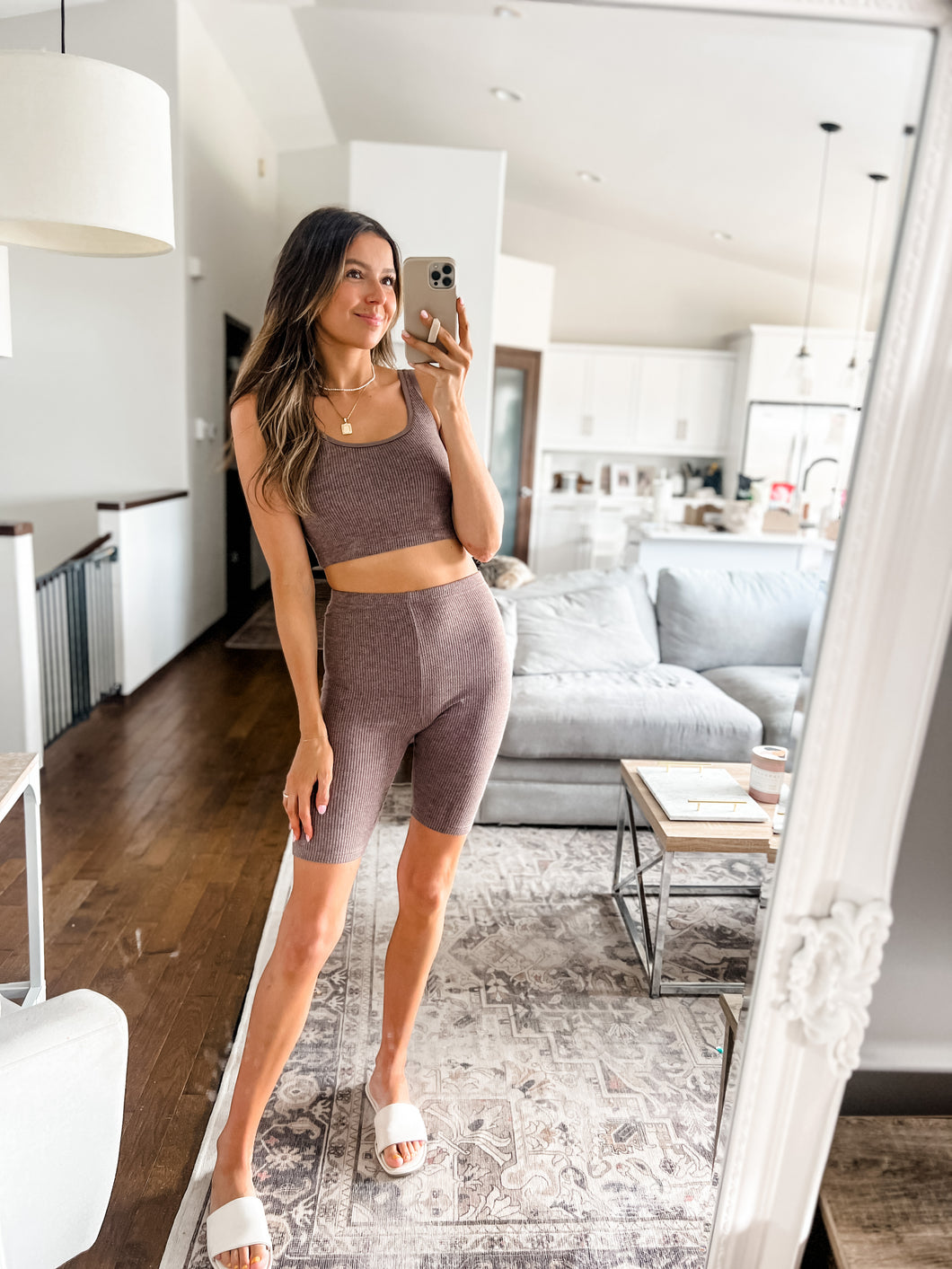 RIBBED MOCHA COMFY SET