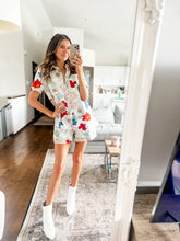 Load image into Gallery viewer, FLORAL DENIM ROMPER