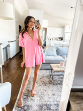Load image into Gallery viewer, PINK TERRY CLOTH ROMPER