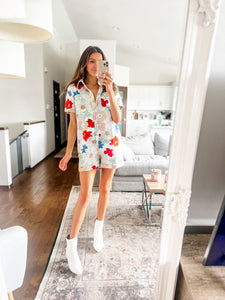 FLORAL DENIM ROMPER