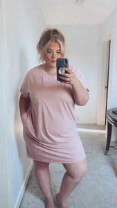 ANNE PINK T-SHIRT DRESS (XL-2XL)