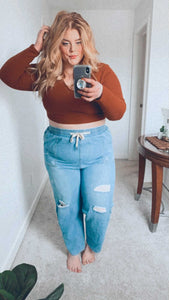 NORA DRAWSTRING DENIM PANTS (S-XXXL)