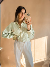 Load image into Gallery viewer, MINT CROPPED WAFFLE TOP
