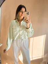 Load image into Gallery viewer, MINT CROPPED WAFFLE TOP
