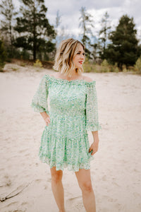 KINSLEY OFF SHOULDER FLORAL MINI DRESS - FINAL SALE