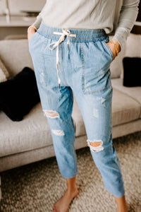 NORA DRAWSTRING DENIM PANTS (S-XXXL)